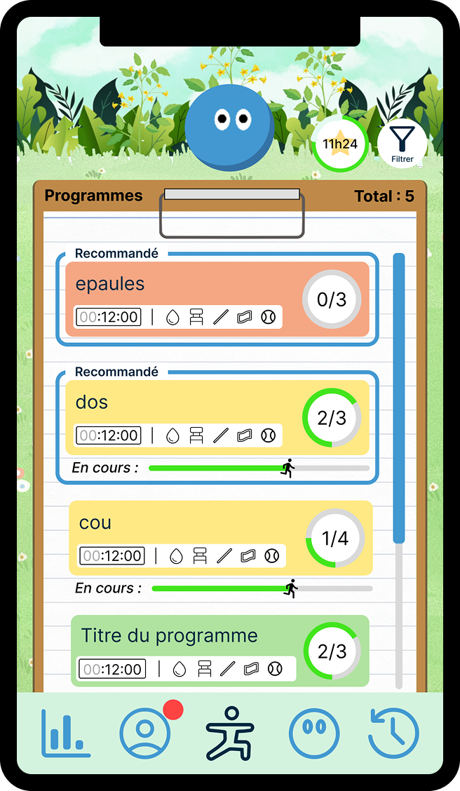Etape 6 du programme MEASANA : Représentation de l'écran d'accueil de l'application mobile MATVISIO Omnes.